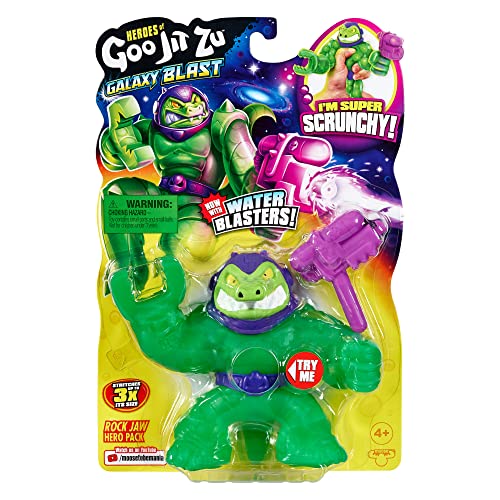Heroes of Goo Jit Zu Galaxy Blast Rock Jaw Action Figure with Water Blaster - Super Scrunchy Stretchy Toy