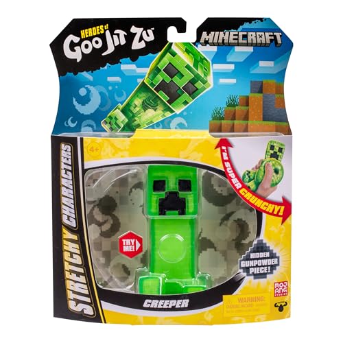Heroes of Goo Jit Zu Minecraft Creeper Stretchy Figure – Super Crunchy Goo with Hidden Gunpowder Piece