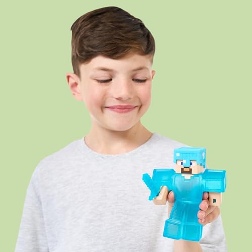 Heroes of Goo Jit Zu Minecraft Steve Stretchy Figure – Super Squishy Goo Filling, Hidden Diamond Piece, Stretch 3 Times His Size