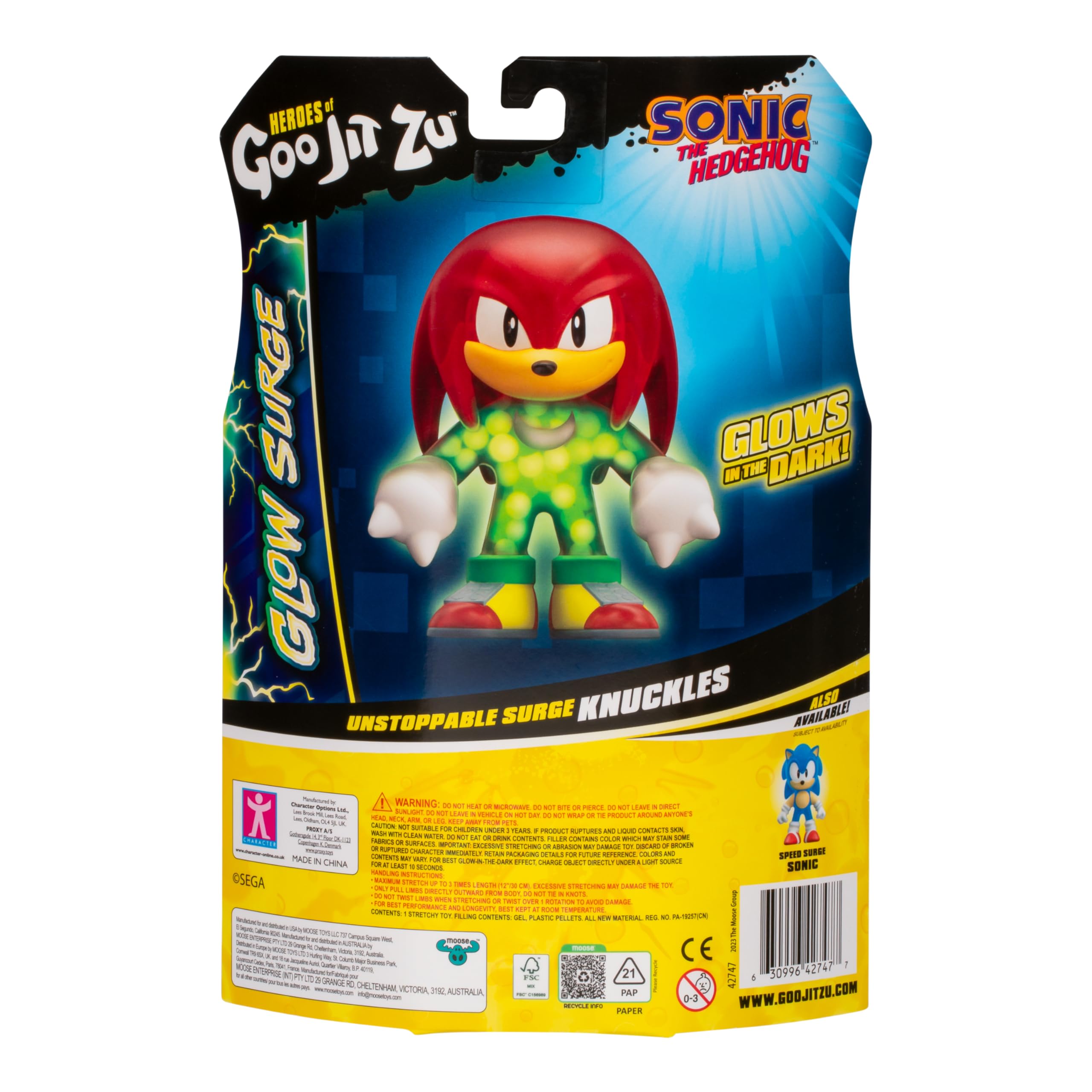 Heroes of Goo Jit Zu Unstoppable Surge Knuckles – Glow-in-the-Dark Stretchy Action Figure with Bead Filling