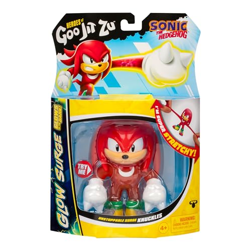 Heroes of Goo Jit Zu Unstoppable Surge Knuckles – Glow-in-the-Dark Stretchy Action Figure with Bead Filling