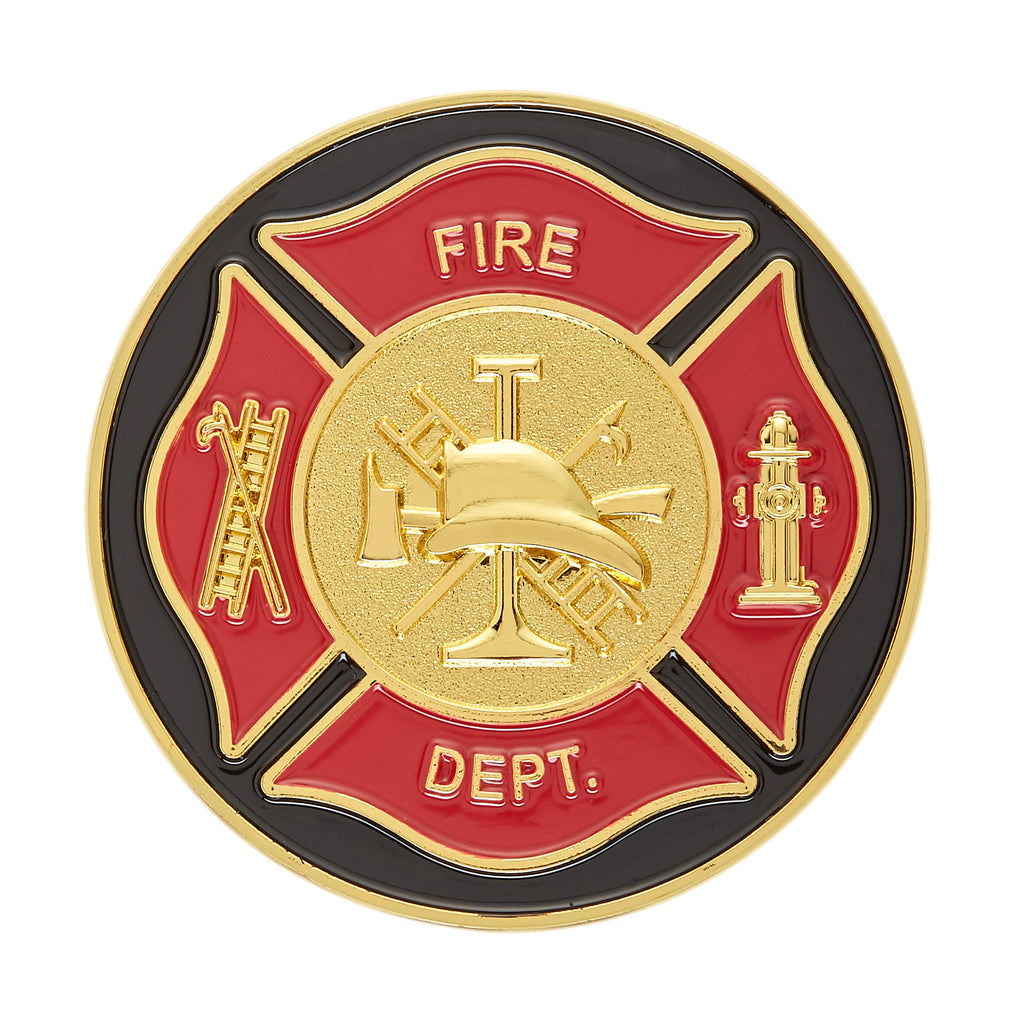 Hero's Valor Firefighter's Badge Challenge Coin – Single Coin with Protective Pouch, 1.75 Inches