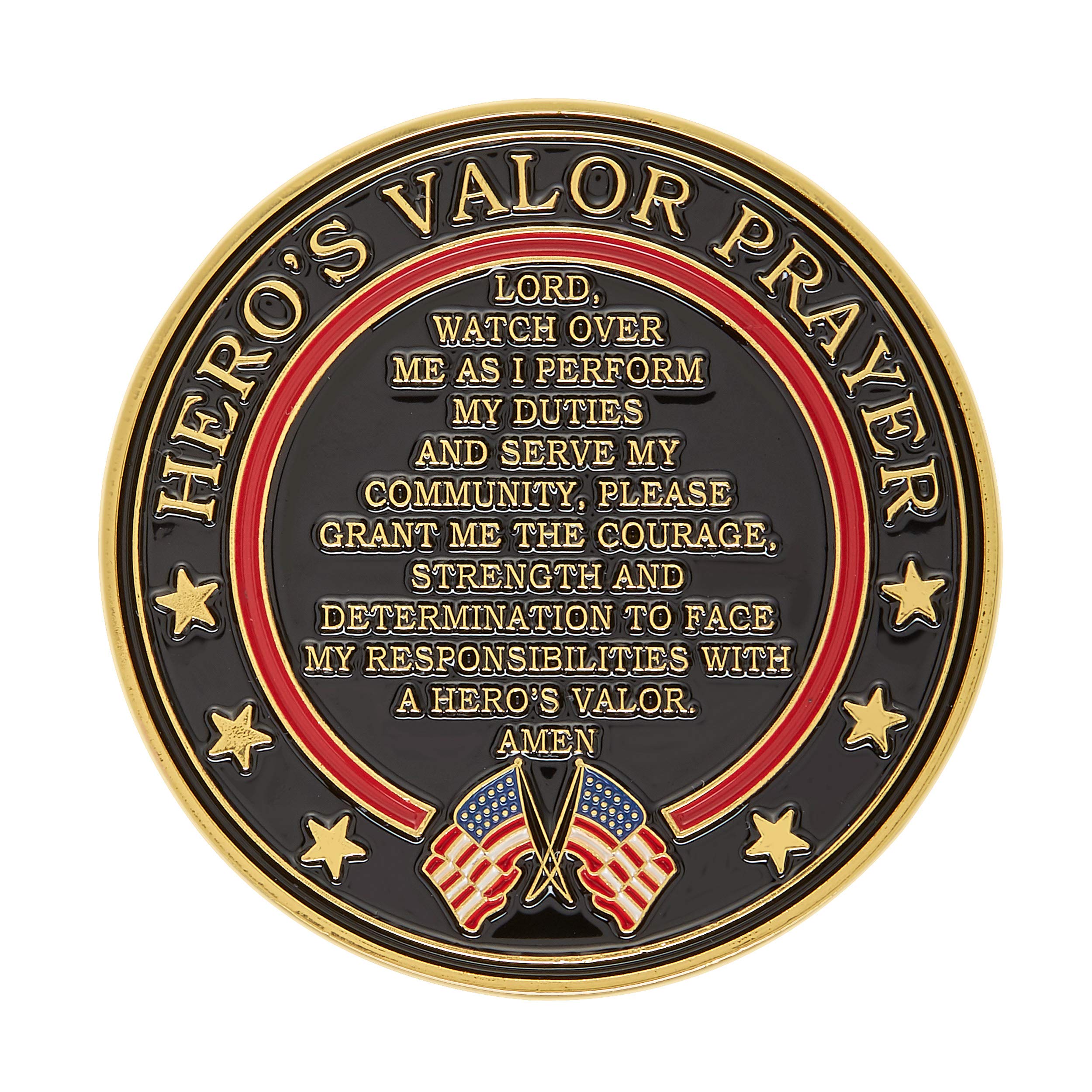 Hero's Valor Firefighter's Badge Challenge Coin – Single Coin with Protective Pouch, 1.75 Inches