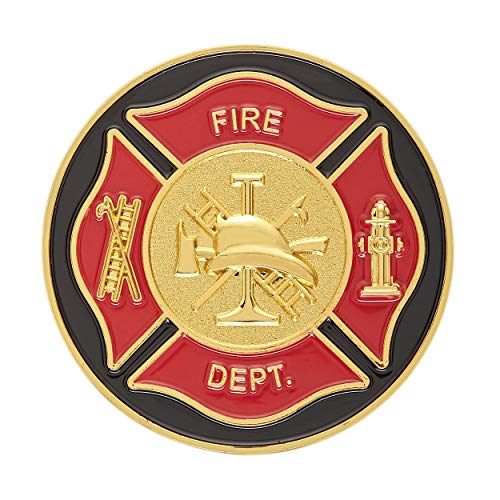 Hero's Valor Firefighter's Badge Challenge Coin – Single Coin with Protective Pouch, 1.75 Inches