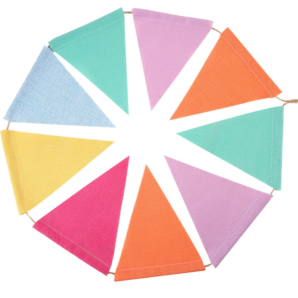 HESTYA 42-Piece Pastel Pennant Banner – Colorful Triangle Bunting for Parties, Classrooms, and Outdoor Events