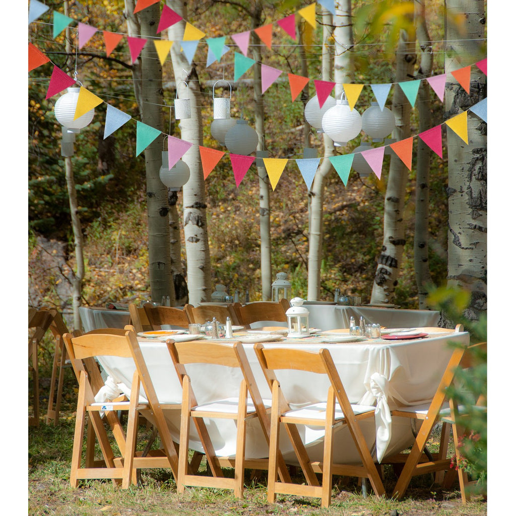HESTYA 42-Piece Pastel Pennant Banner – Colorful Triangle Bunting for Parties, Classrooms, and Outdoor Events