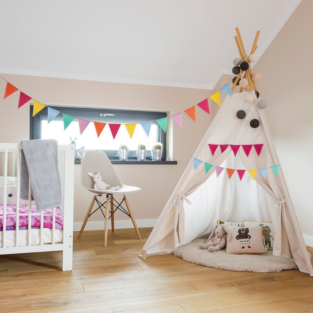 HESTYA 42-Piece Pastel Pennant Banner – Colorful Triangle Bunting for Parties, Classrooms, and Outdoor Events