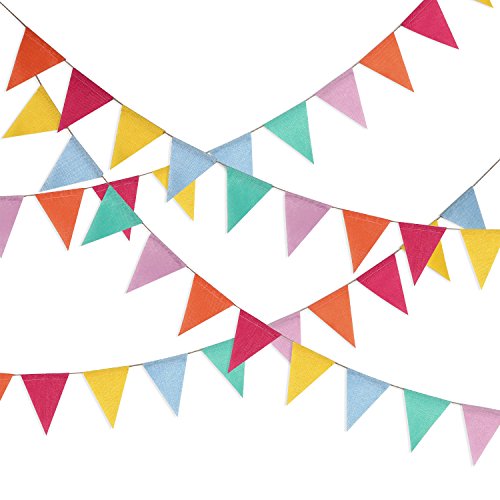 HESTYA 42-Piece Pastel Pennant Banner – Colorful Triangle Bunting for Parties, Classrooms, and Outdoor Events
