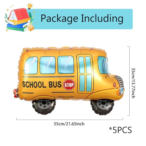 Heukikt 5-Pack School Bus Foil Balloons – 13.8x21.7in Back to School Decorations for Classroom Welcome Party