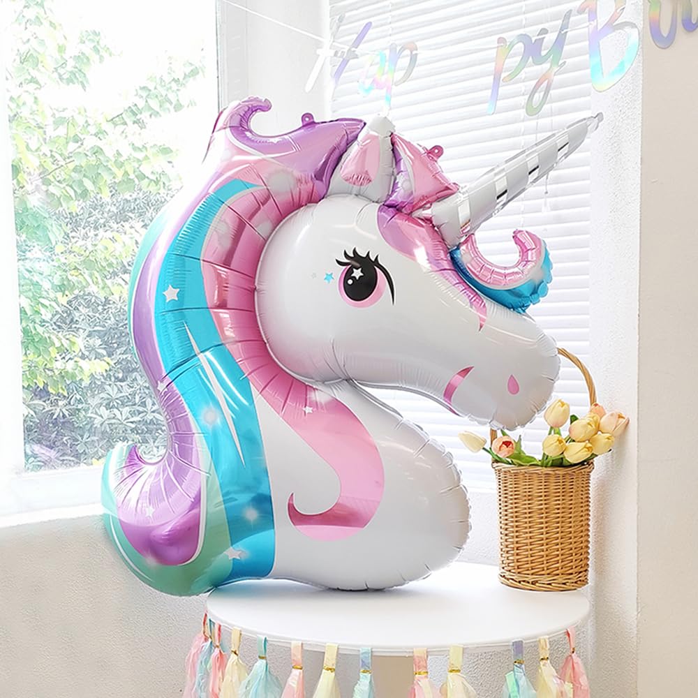 Heukikt Unicorn 5th Birthday Balloon Set – 12-Pack Pink Purple White with Number 5 and Heart Star Balloons