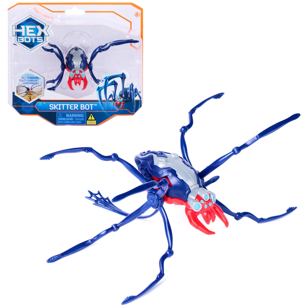 HEX Bots Skitter Bot Spider - Autonomous Robot Insect Toy for Kids Aged 4+, Indoor/Outdoor, Red