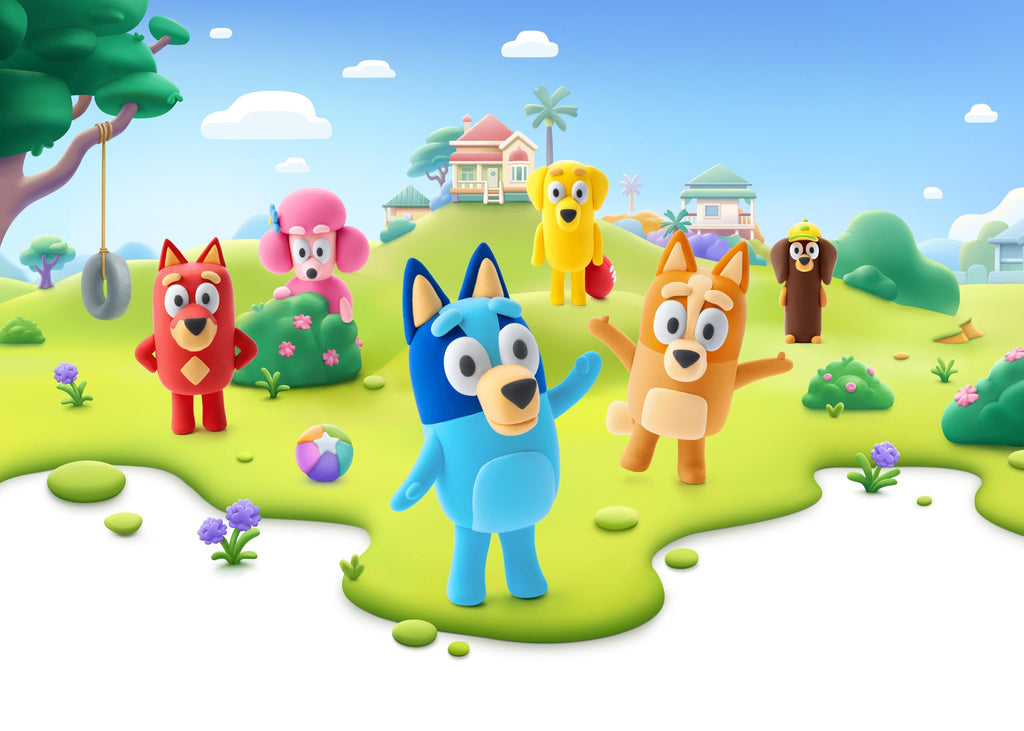 HEY CLAY Bluey & Friends Bingo Air-Drying Clay Kit – 5 Cans Non-Toxic Modeling Clay for Kids Ages 3+ with Interactive App