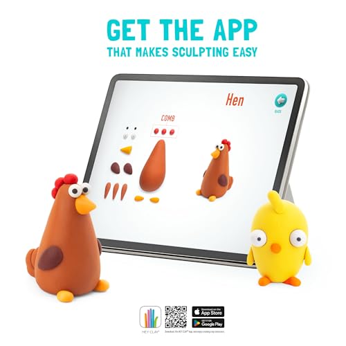 HEY CLAY Farm Birds Air Dry Clay Set – 6 Cans with Interactive App for Ages 3+