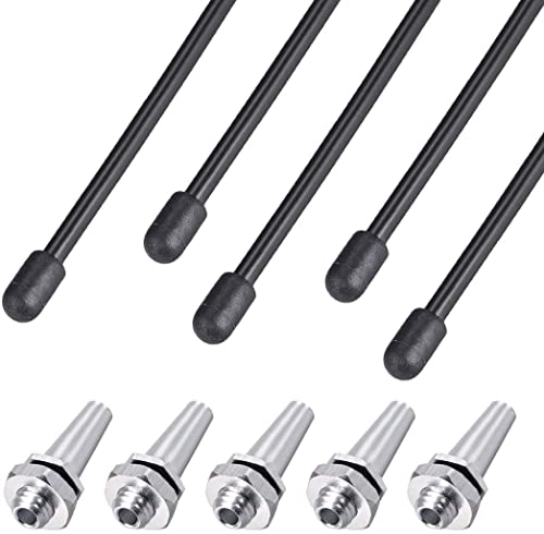 Heyiarbeit RC Antenna Tube Set - 5pcs Black Plastic Tubes with Aluminum Mounts for Boat, Vehicle