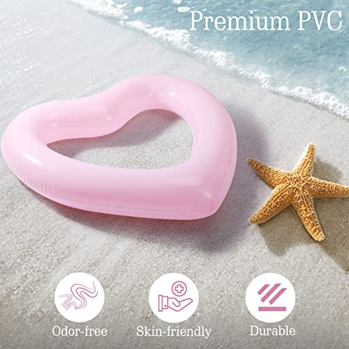 HeySplash Heart-Shaped Pool Float for Adults – 2-Pack Inflatable Pool Tubes, 110 cm, Supports Up to 200 kg