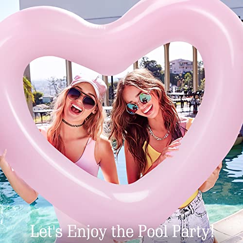 HeySplash Heart-Shaped Pool Float for Adults – 2-Pack Inflatable Pool Tubes, 110 cm, Supports Up to 200 kg