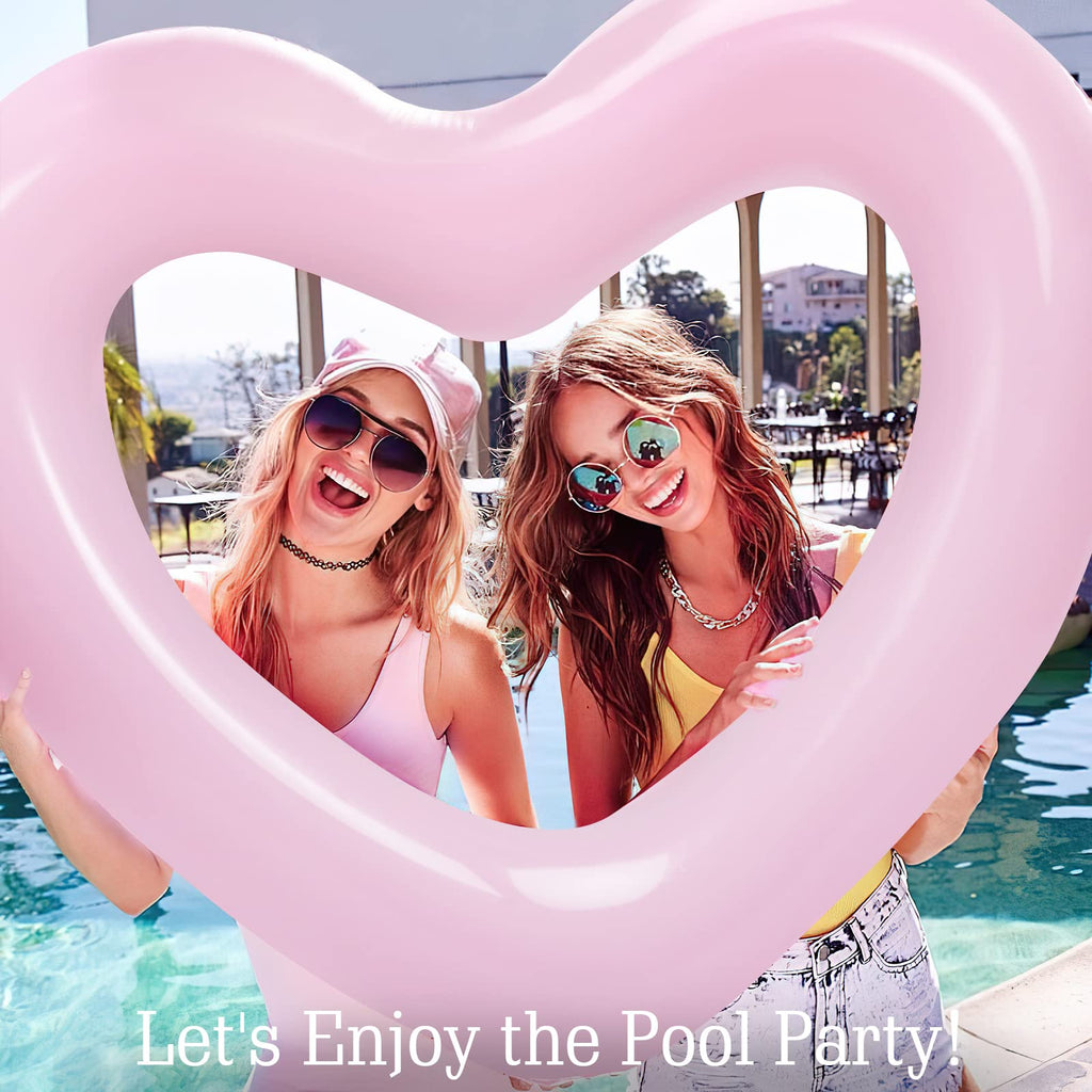 HeySplash Heart-Shaped Pool Float for Adults – 2-Pack Inflatable Pool Tubes, 110 cm, Supports Up to 200 kg