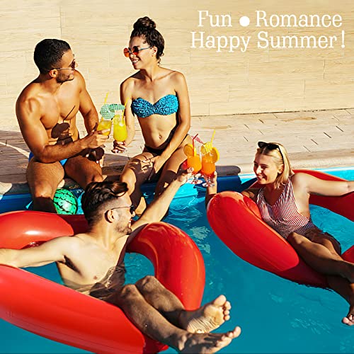 HeySplash Heart-Shaped Pool Float for Adults – Inflatable Glitter Ring, 47x39 Inches, Supports 440 lbs