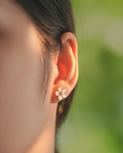 HGDEER Hypoallergenic Flower Daisy Earrings for Girls - Gold or Silver Plated Cubic Zirconia Studs with Quote Card & Gift Pouch