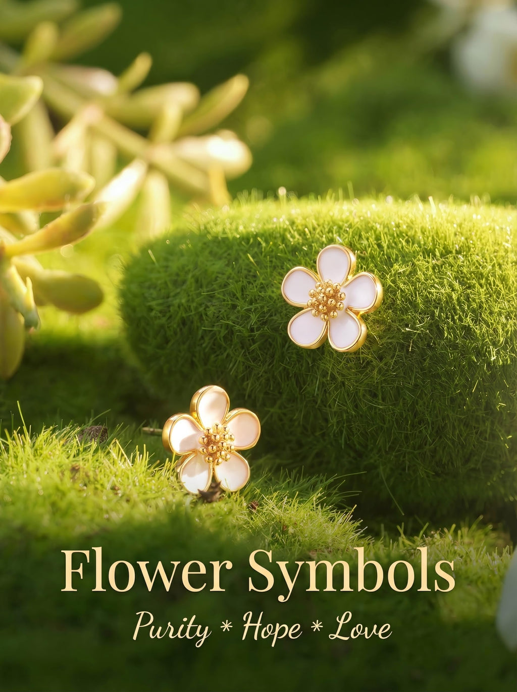 HGDEER Hypoallergenic Flower Daisy Earrings for Girls - Gold or Silver Plated Cubic Zirconia Studs with Quote Card & Gift Pouch