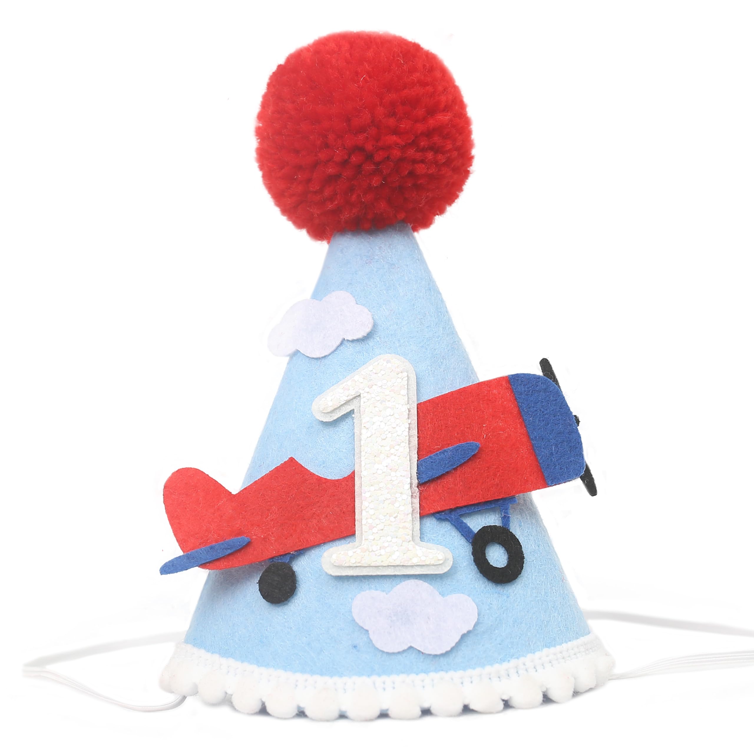 HGFC Airplane 1st Birthday Party Hat & Cake Topper Set – Handmade Aviation Decor