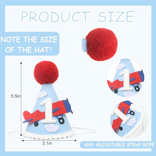 HGFC Airplane 1st Birthday Party Hat & Cake Topper Set – Handmade Aviation Decor