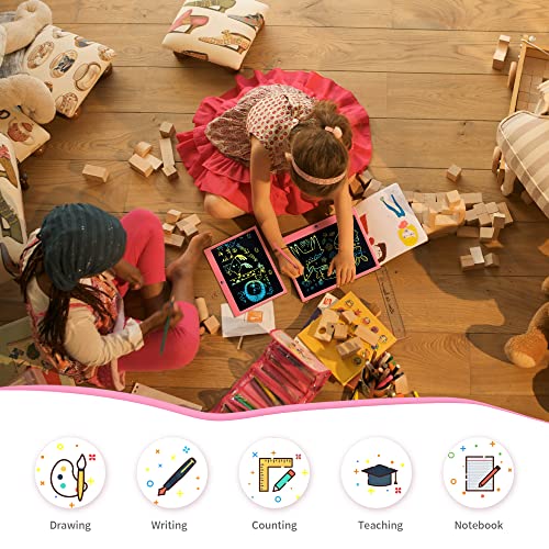 HHN 15 Inch LCD Writing Tablet for Kids - Pink Erasable Doodle Board with Lock Function, Pressure-Sensitive Screen