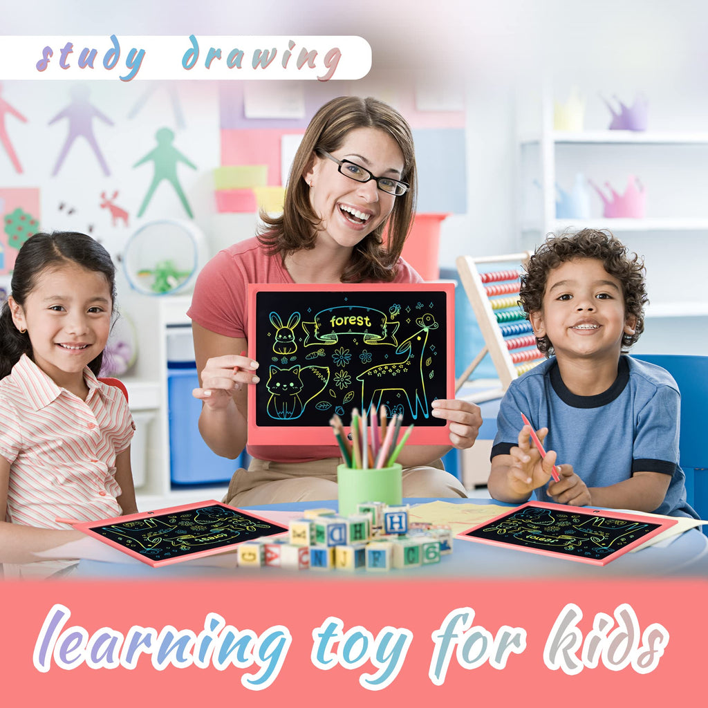 HHN 15 Inch LCD Writing Tablet for Kids - Pink Erasable Doodle Board with Lock Function, Pressure-Sensitive Screen