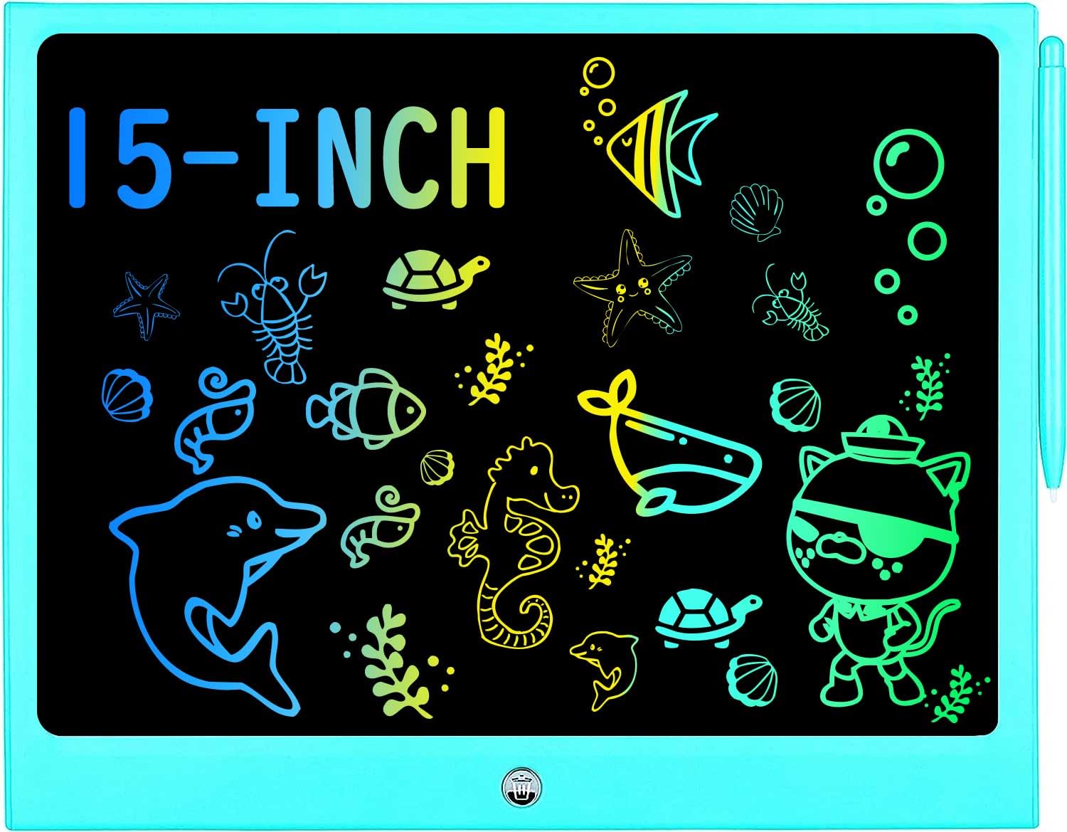 HHN 15-Inch LCD Writing Tablet for Kids – Colorful Doodle Board with Lock Switch, Erasable Drawing Pad for Ages 3+