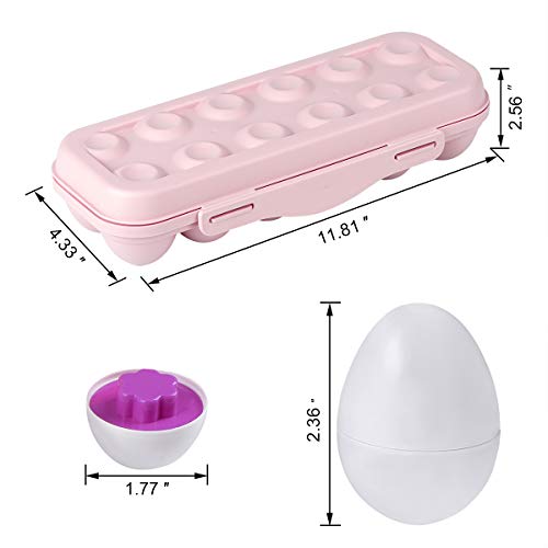 Hhyn 12-Piece Color & Shape Matching Eggs Set with Pink Storage Case – Toddler Learning Toy