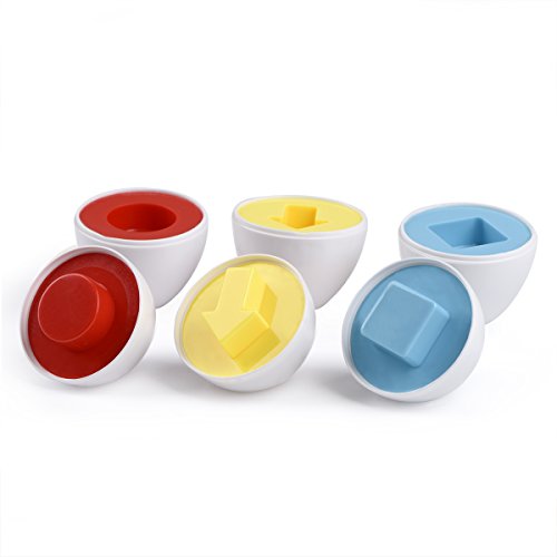 Hhyn 12-Piece Color & Shape Matching Eggs Set with Pink Storage Case – Toddler Learning Toy