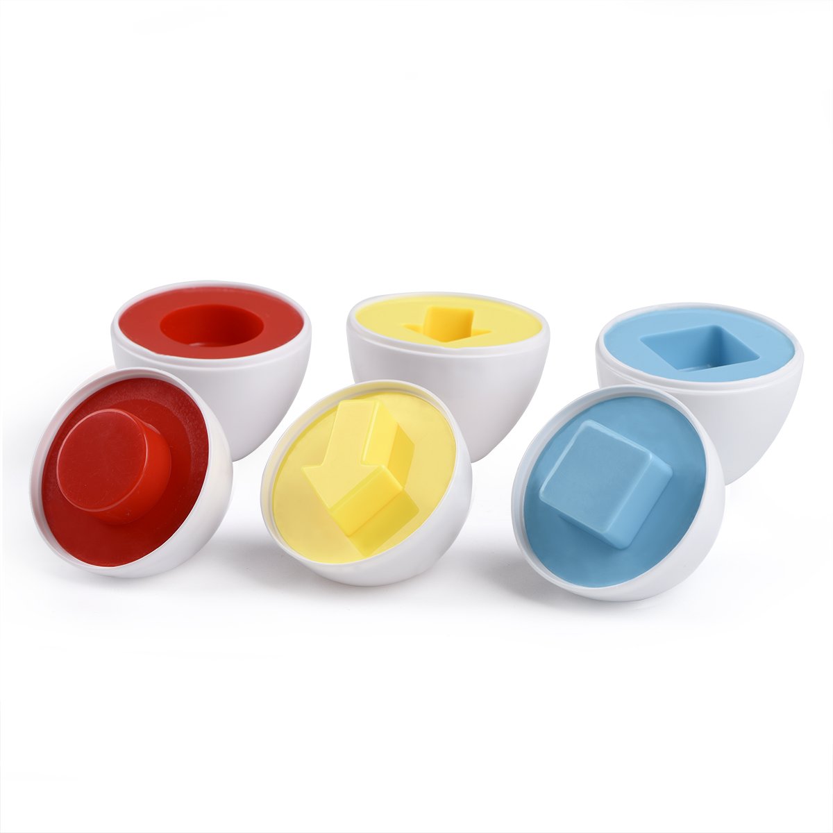 Hhyn 12-Piece Color & Shape Matching Eggs Set with Pink Storage Case – Toddler Learning Toy