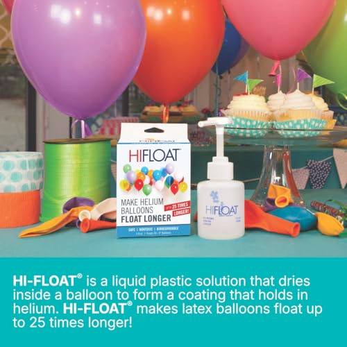 HI-FLOAT ULTRA Balloon Treatment with Pump - 5 oz - Extends Helium Float Time Up to 25x for Latex Balloons