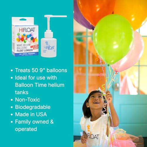 HI-FLOAT ULTRA Balloon Treatment with Pump - 5 oz - Extends Helium Float Time Up to 25x for Latex Balloons