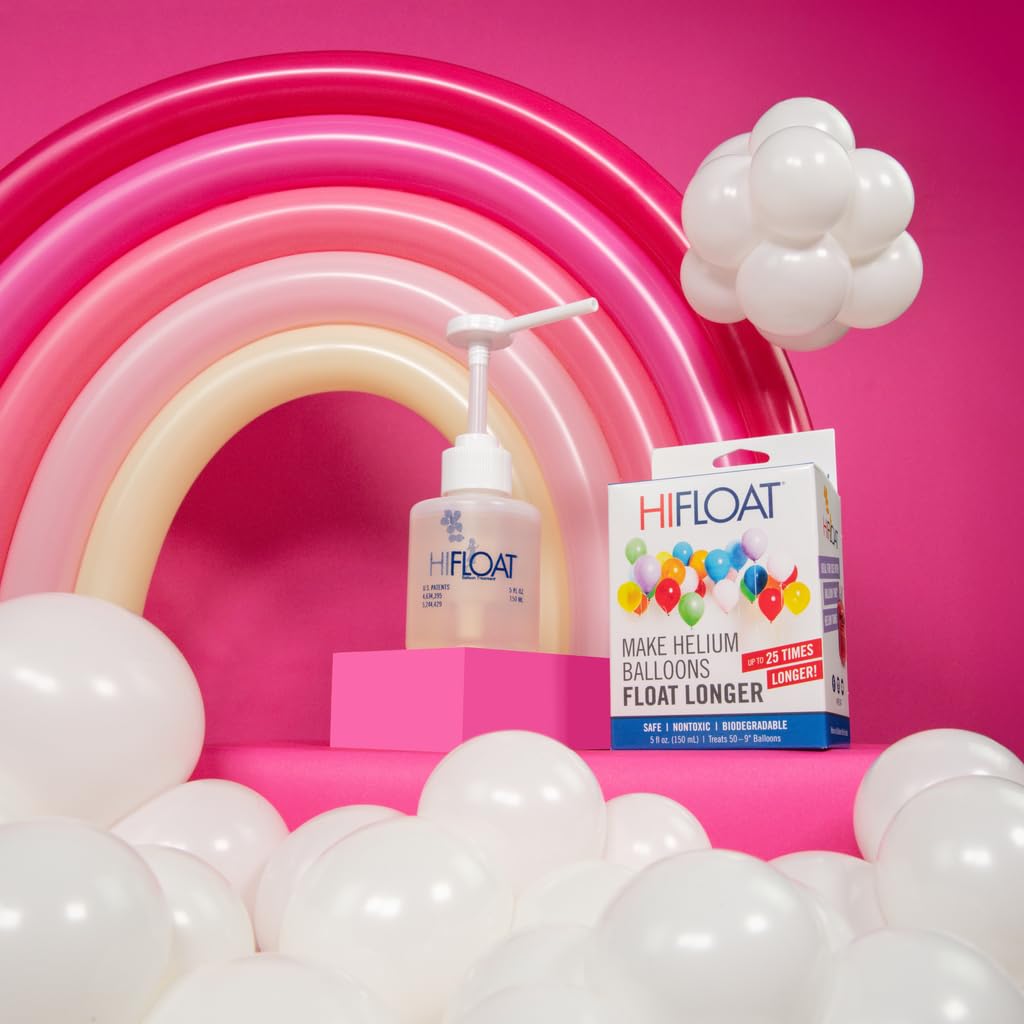 HI-FLOAT ULTRA Balloon Treatment with Pump - 5 oz - Extends Helium Float Time Up to 25x for Latex Balloons