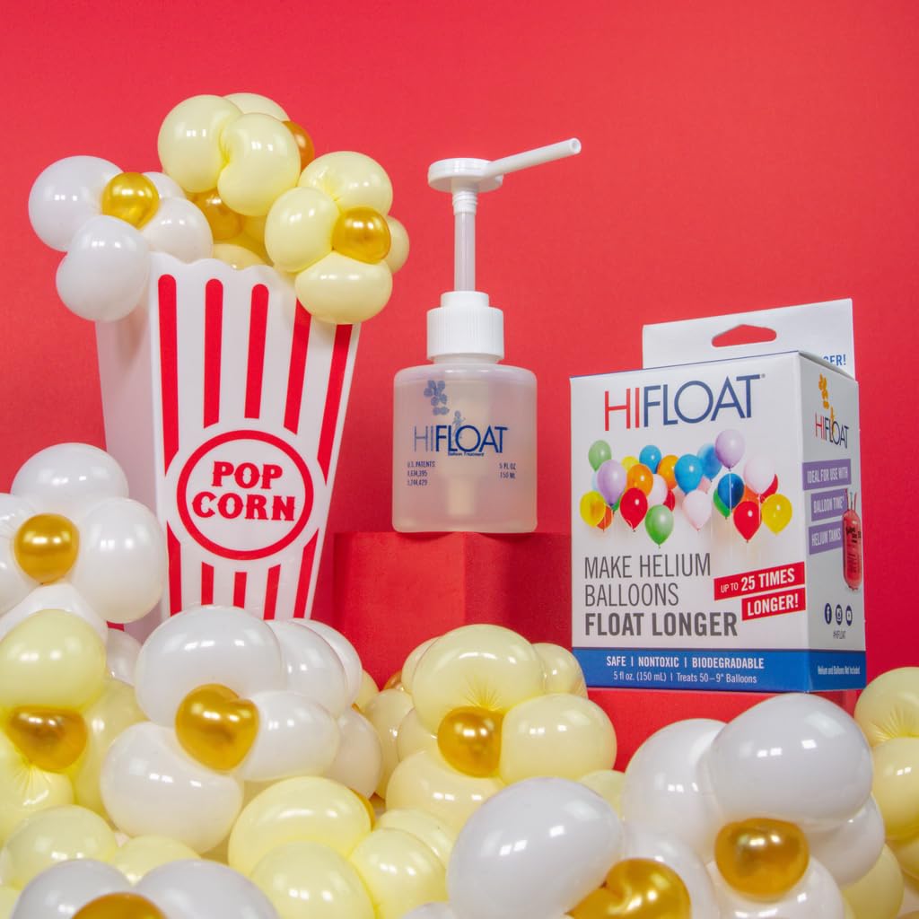 HI-FLOAT ULTRA Balloon Treatment with Pump - 5 oz - Extends Helium Float Time Up to 25x for Latex Balloons