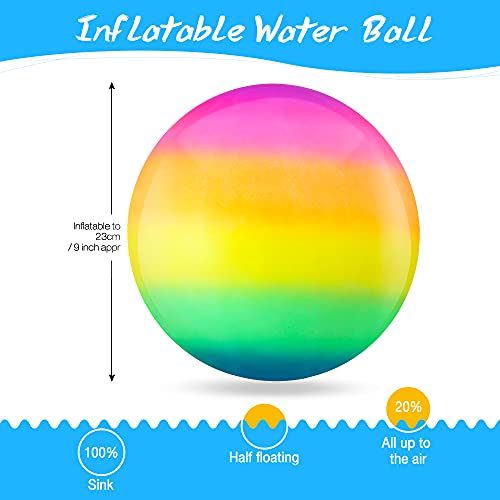 Hiboom 9 Inch Rainbow Diving Balls for Pool – Underwater Passing & Dribbling with Water Injector