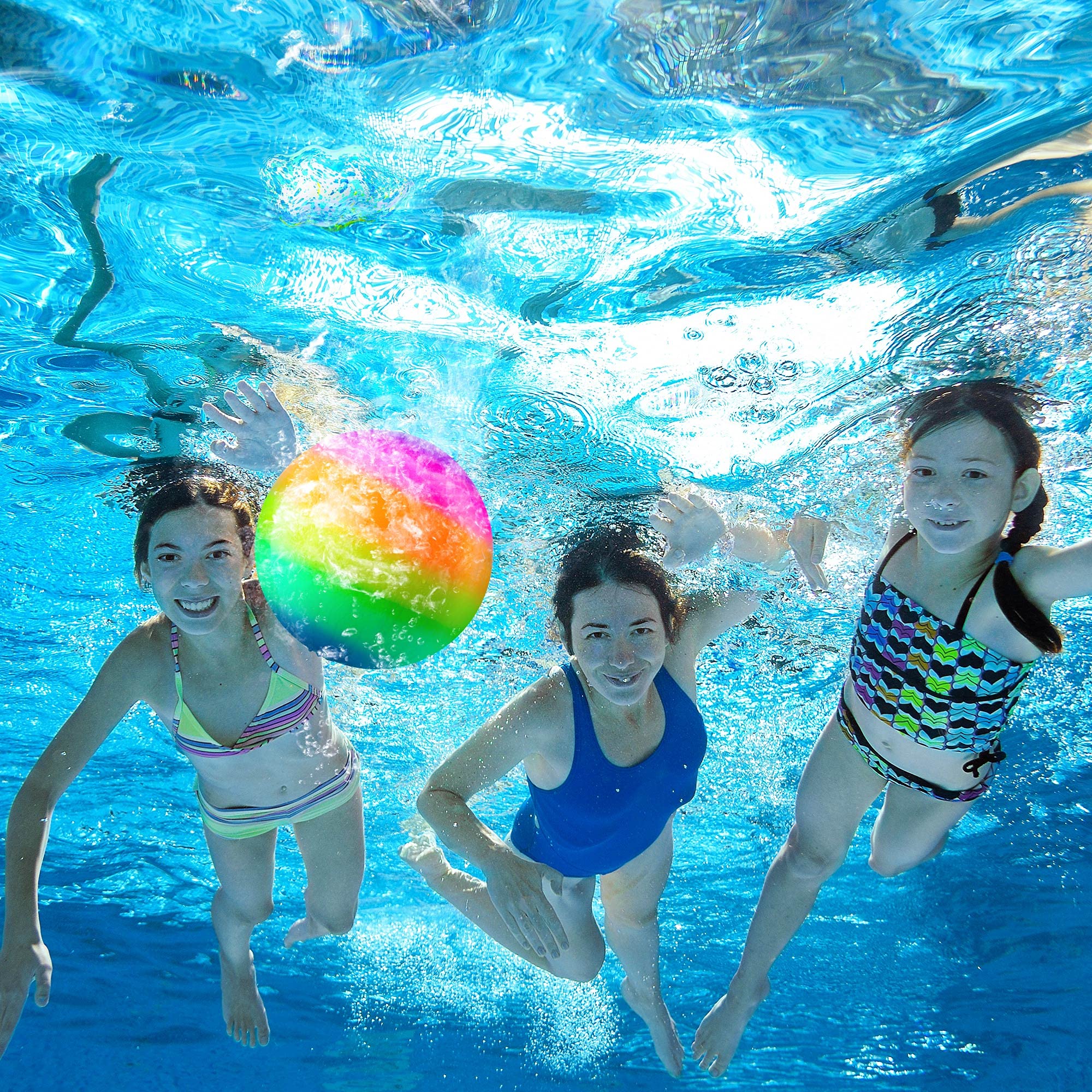 Hiboom 9 Inch Rainbow Diving Balls for Pool – Underwater Passing & Dribbling with Water Injector