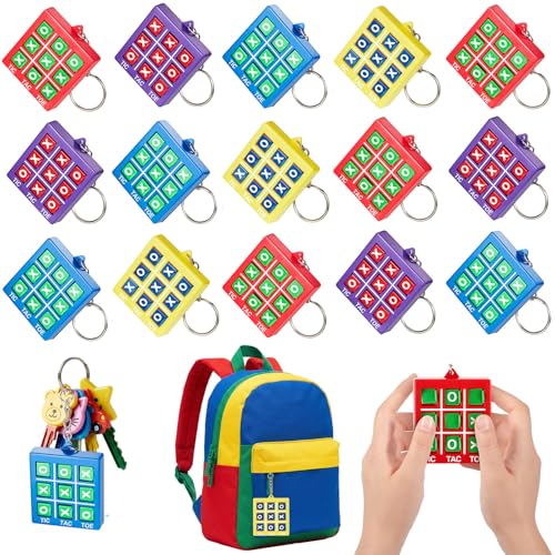 Hicarer 16-Pack Mini Tic Tac Toe Keychains – Party Favors, Classroom Prizes, Travel Games for Kids 3-12