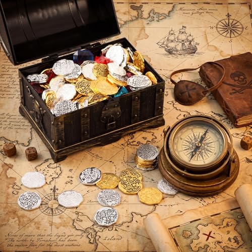 Hicarer 35-Piece Pirate Coin Set – Metal Treasure Coins in Bronze, Gold & Silver for Games and Party Decor