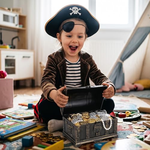 Hicarer 35-Piece Pirate Coin Set – Metal Treasure Coins in Bronze, Gold & Silver for Games and Party Decor