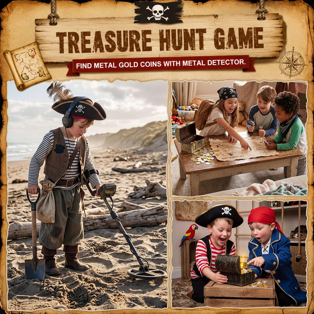Hicarer 35-Piece Pirate Coin Set – Metal Treasure Coins in Bronze, Gold & Silver for Games and Party Decor