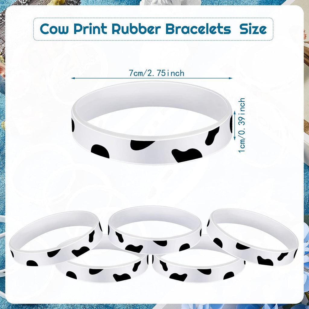 Hicarer Cow Print Rubber Slap Bracelets - 48 Pack, Silicone Western Party Favors