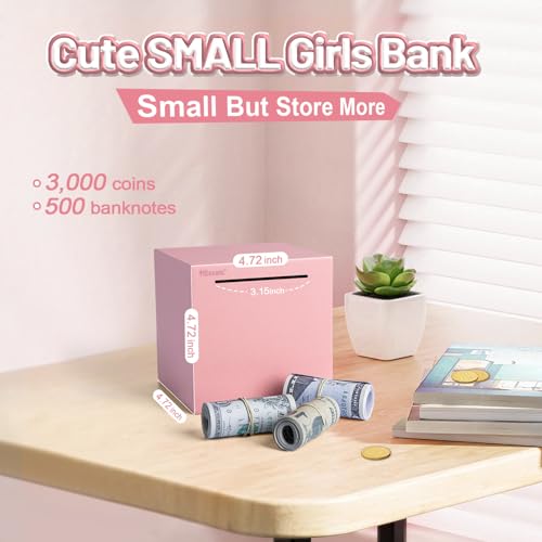 Hicocool Stainless Steel Piggy Bank for Adults – Unbreakable, Break-to-Open Money Box in Glitter Pink, Palm Size