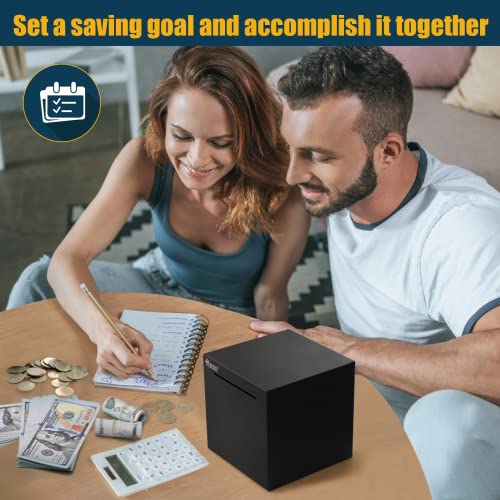 hicocool Starry Black Stainless Steel Piggy Bank – Must Break to Open, 4.72 Inches (Black)