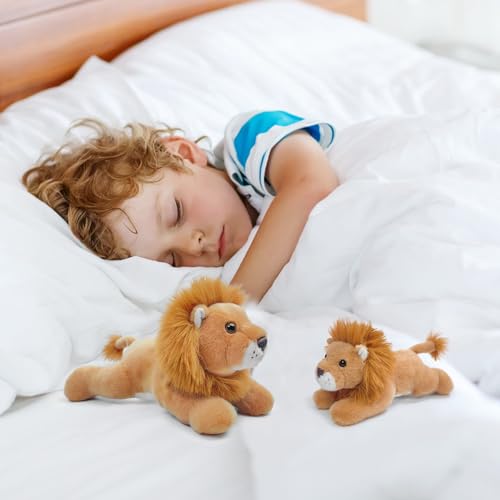 Hideekoog 8-Inch Realistic Lying Down Lion Plush Toy – Soft Stuffed Animal for Kids and Collectors
