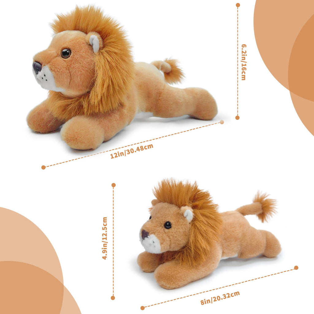 Hideekoog 8-Inch Realistic Lying Down Lion Plush Toy – Soft Stuffed Animal for Kids and Collectors