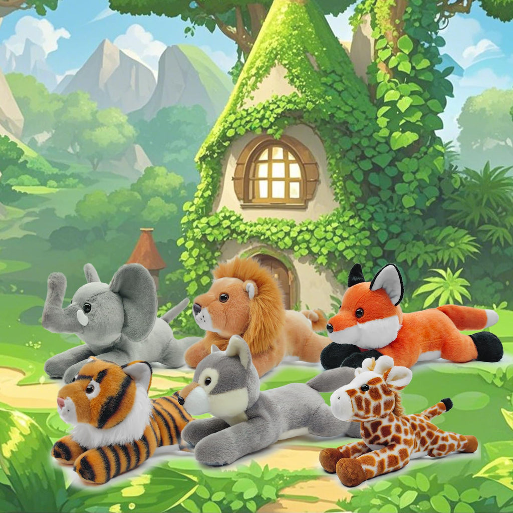 Hideekoog 8-Inch Realistic Lying Down Lion Plush Toy – Soft Stuffed Animal for Kids and Collectors