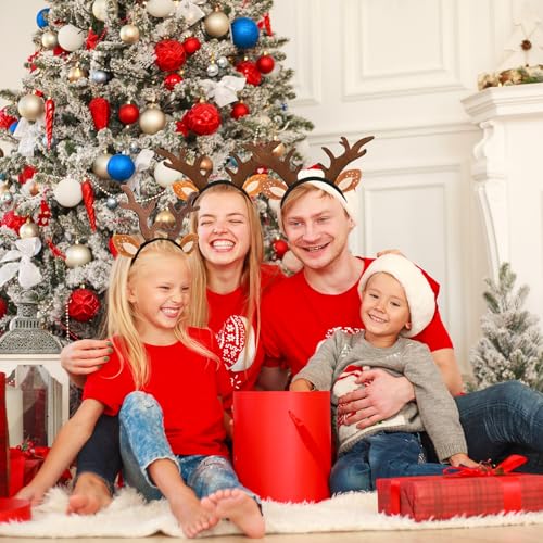 Hifot 2 Pack Reindeer Headbands for Adults - Adjustable Christmas Head Boppers with Antler Ears