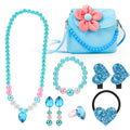 Hifot Kids Jewelry Set with Plush Handbag and Hair Clips for Dress-Up Play